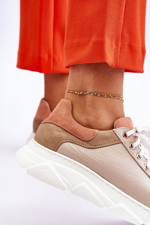 Comfortabel Leer sportschoenen met platform beige Alisane Comfortabel Leer sportschoenen met platform beige Alisane