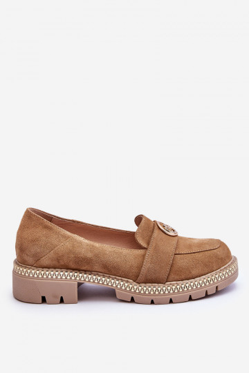 Elegante suede mocassins Laverne zandkleurig