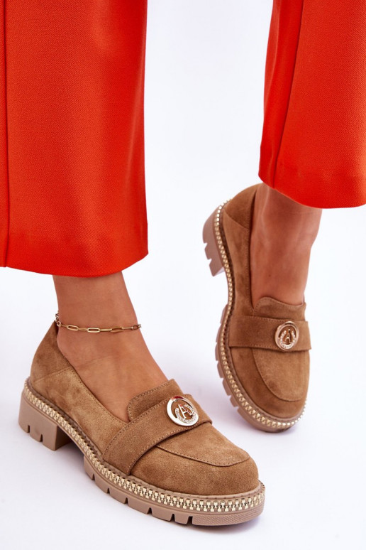 Elegante stijl Suède mocassins beige Laverne Elegante stijl Suède mocassins beige Laverne