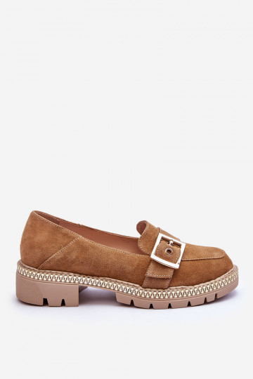 Rijke suede mocassins Eloisa zandkleurig