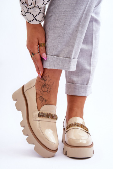 In de mode Mocassins met platform met ornamenten Laura Messi 2600 beige