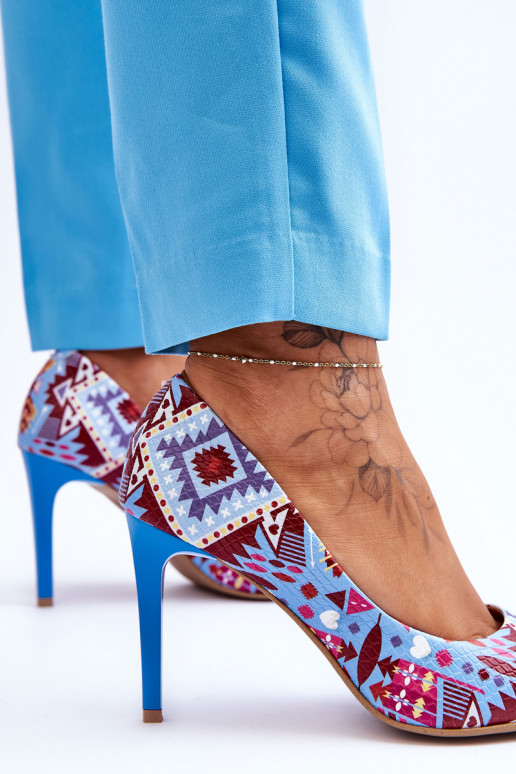 In de mode Leer Hakken LeInski Shoes 2659 blauInrood In de mode Leer Hakken LeInski Shoes 2659 blauInrood