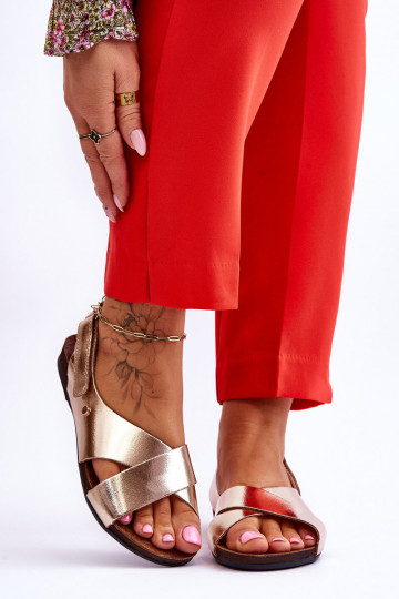 Zazoo 40141 Dames sandalen met zelfklevende bevestigingsmiddelen gouden kleur
