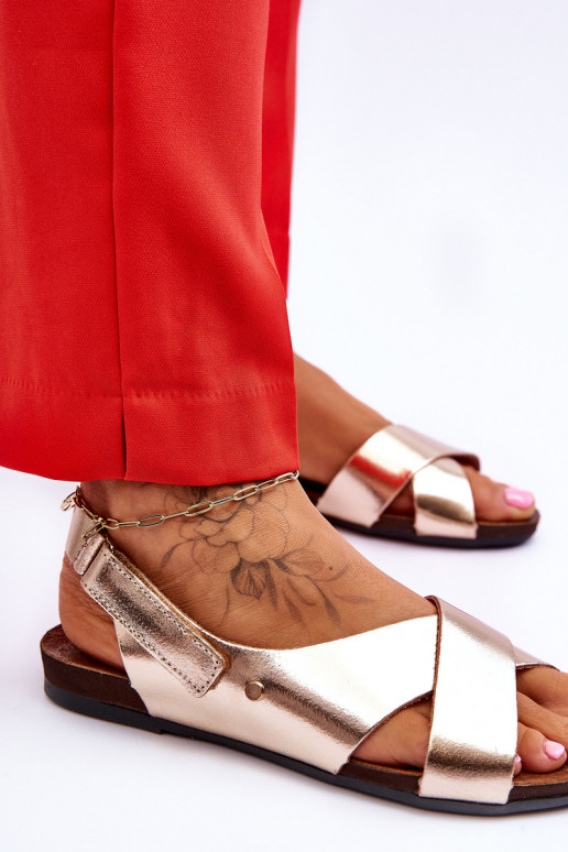 Zazoo 40141 Dames sandalen met zelfklevende bevestigingsmiddelen gouden kleur