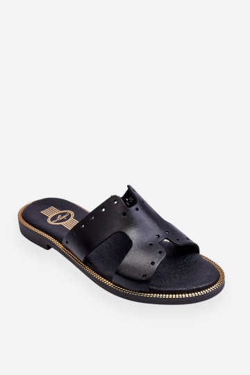 Zazoo 40326 dames slippers met decoratieve uitsparingen in zwart