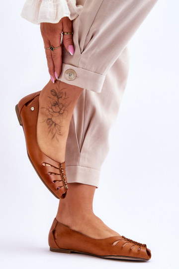 Zazoo 10009 Comfortabele ballerinas van echt leer Dames bruine kleur 2