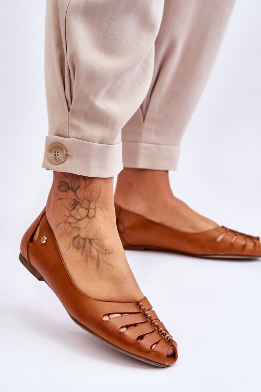 Zazoo 10009 Comfortabele ballerinas van echt leer Dames bruine kleur