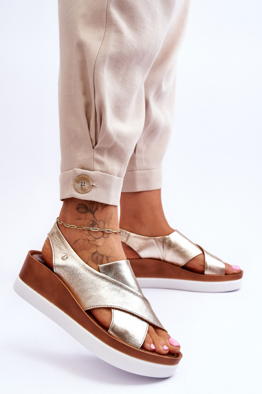 Leer Platform sandalen gouden kleur Morgan Leer Platform sandalen gouden kleur Morgan