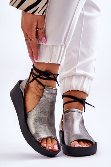 Leer Platform sandalen Nicole 2743/063 grijs-zInart