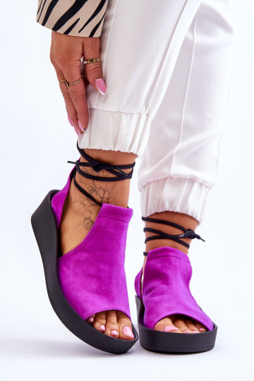 Zazoo 2743 suède platform sandalen roze