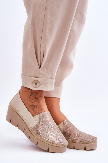 Leren casual schoenen met platform Tai turiciejka 5814A-10 zandkleur 2