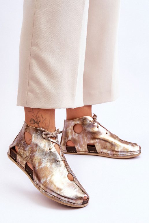 Eenvoudig Leer Laarzen Het heeftciejka 03426-42 gouden kleur