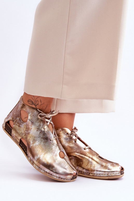 Eenvoudig Leer Laarzen Het heeftciejka 03426-42 gouden kleur