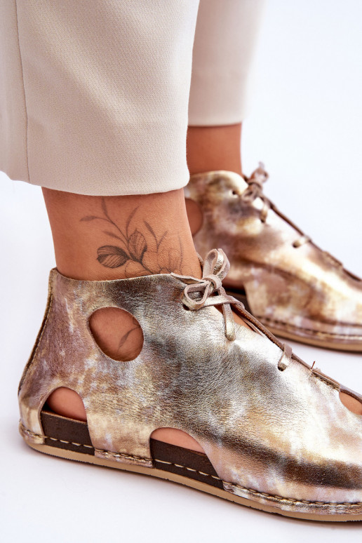 Eenvoudig Leer Laarzen Het heeftciejka 03426-42 gouden kleur