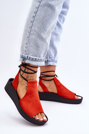 Suède platform sandalen Zazoo 2743 oranje
