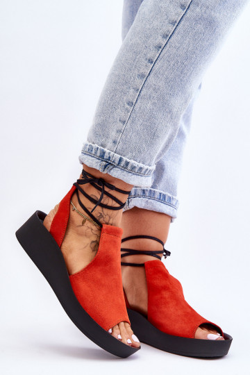 Suède platform sandalen Zazoo 2743 oranje 2