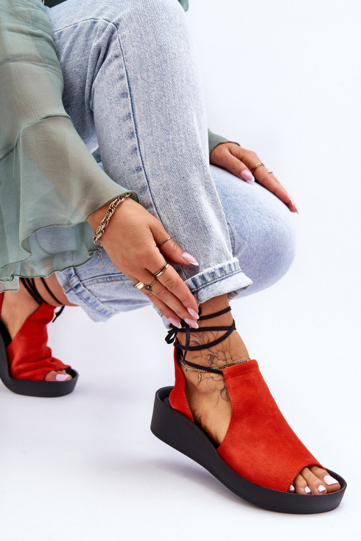 Suède platformsandalen Zazoo 2743 oranje Suède platformsandalen Zazoo 2743 oranje