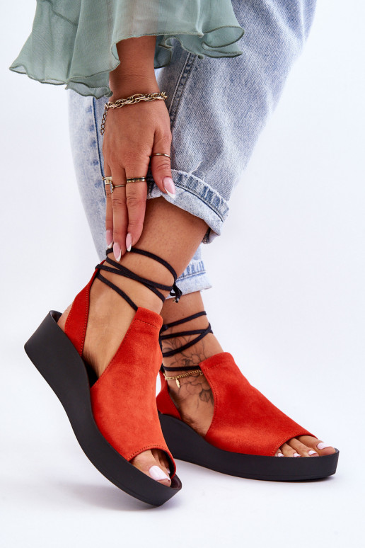 Suède platformsandalen Zazoo 2743 oranje Suède platformsandalen Zazoo 2743 oranje