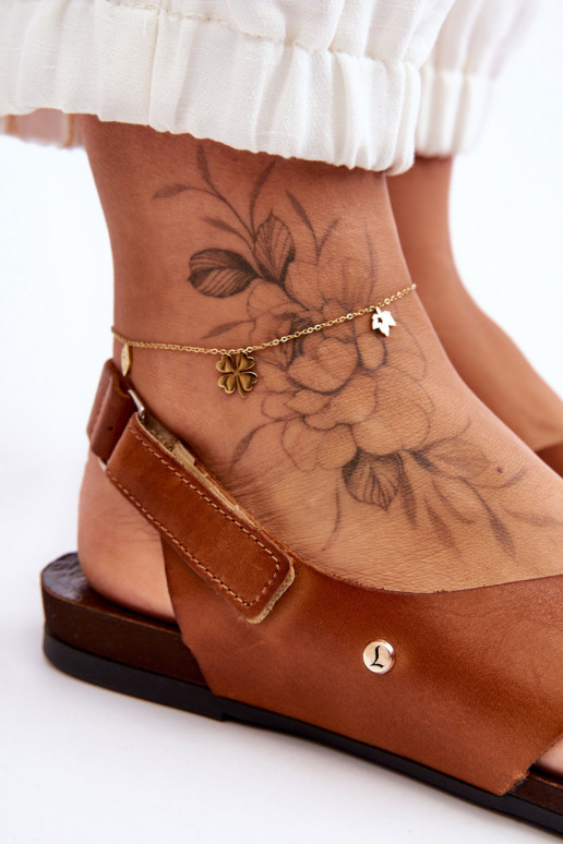 Dames sandalen met zelfklevende bevestigingsmiddelen bruine kleur Lemar Addison Dames sandalen met zelfklevende bevestigingsmiddelen bruine kleur Lemar Addison