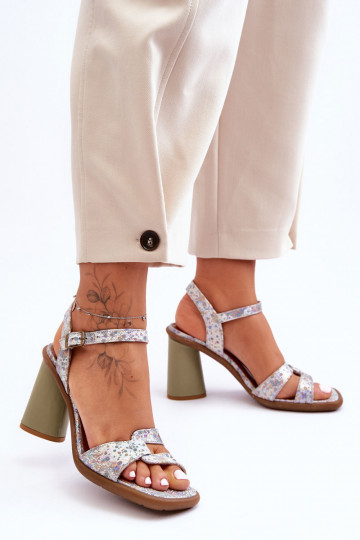 Dames sandalen met hakken Tai turiciejka 06029-24 wit-groen