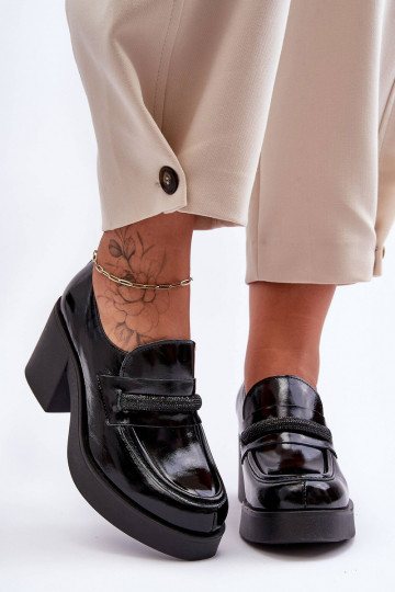 Leren schoenen met hakjes en ornamenten zwart Lemar Gelanor