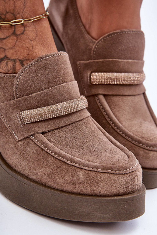 van suède schoenen met hakken met ornamenten beige Lemar Gelanor