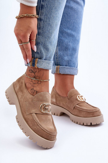 Dames suède schoenen met ornamenten zandkleur Rosefalls