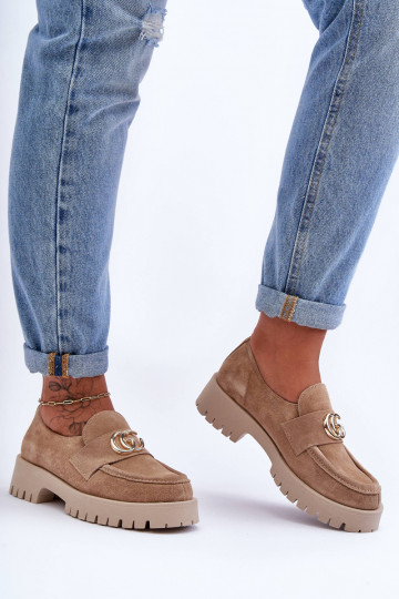 Dames schoenen van suède met ornamenten beige Rosefalls 2