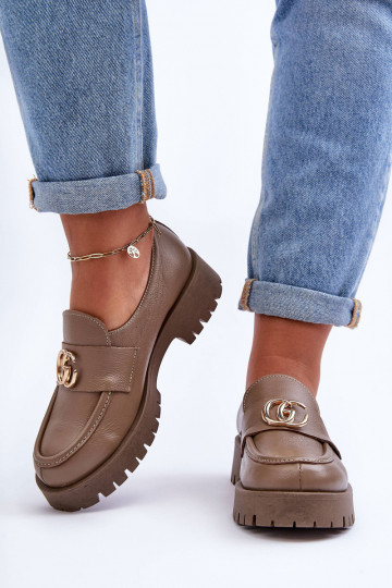 Natuurlijke leren schoenen met ornamenten zandkleur Rosefalls