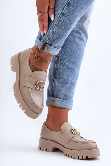 Natuurlijke leren schoenen met ornamenten zandkleur Rosefalls 2