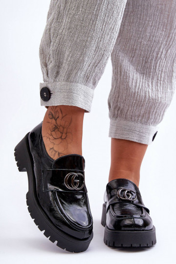 Natuurlijke leren schoenen met ornamenten zwart Rosefalls
