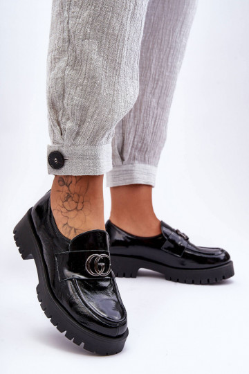 Natuurlijke leren schoenen met ornamenten zwart Rosefalls 2