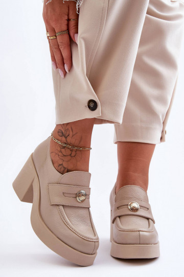 Leer schoenen Dames met hakken beige Lemar Dunadia 2
