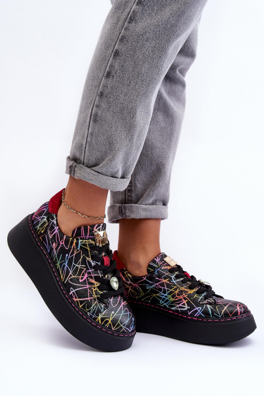 Leer sportschoenen met platform Het heeftciejka 06191-39 Verschillende kleuren