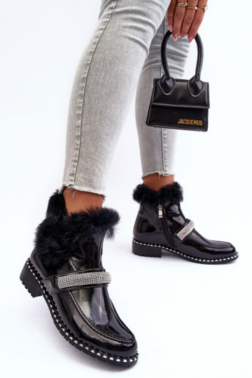 Laag Laarzen met lakeffect met bont En Decoratie S.Barski MR870-74 zInart 2