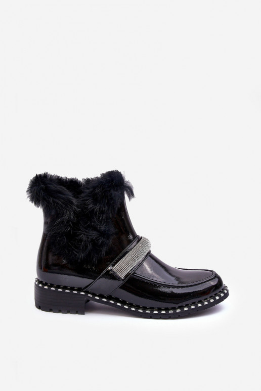 Laag Laarzen met lakeffect met bont En Decoratie S.Barski MR870-74 zInart Laag Laarzen met lakeffect met bont En Decoratie S.Barski MR870-74 zInart