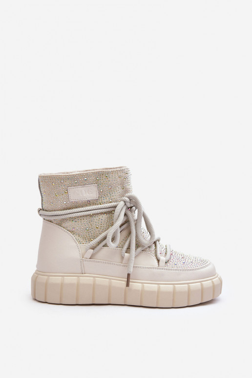 opInarmen SneeuIn laarzen Versierd Met strass steentjes GOE MM2N4081 beige