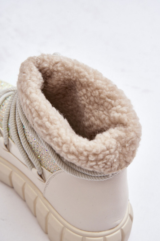 opInarmen SneeuIn laarzen Versierd Met strass steentjes GOE MM2N4081 beige