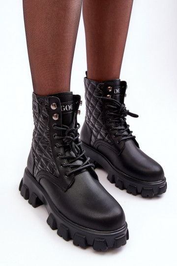 Leer Enkellaarsjes voor Inerknemers met brede hakken GOE MM2N4021 zInart