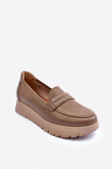 Leer schoenen met platform met ornamenten beige Lemar Lehira 2