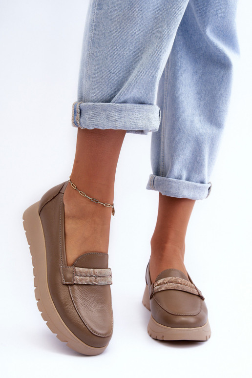 Leer schoenen met platform met ornamenten beige Lemar Lehira Leer schoenen met platform met ornamenten beige Lemar Lehira