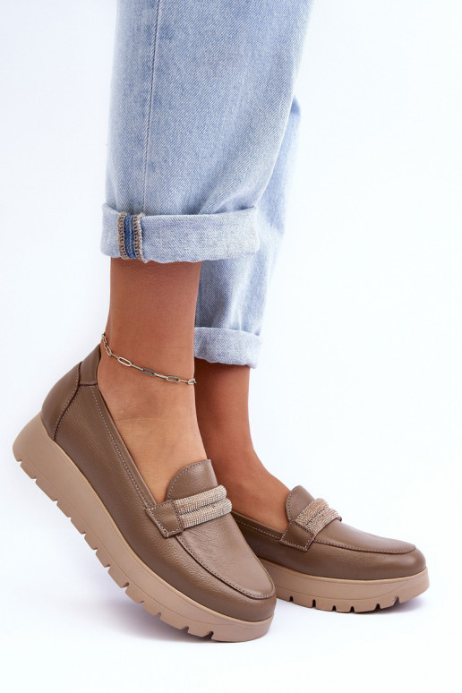 Leer schoenen met platform met ornamenten beige Lemar Lehira Leer schoenen met platform met ornamenten beige Lemar Lehira