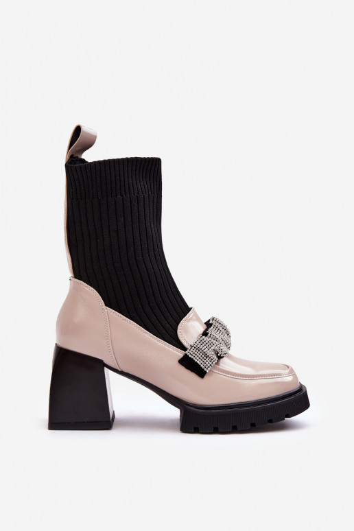 Dameslaarzen Van Skarpet met hakken beige S.Barski MR870-41 Dameslaarzen Van Skarpet met hakken beige S.Barski MR870-41