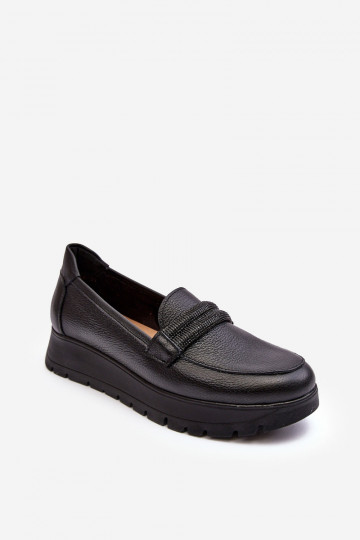 Leren schoenen met plateau en ornamenten zwarte kleur Lemar Lehira 2