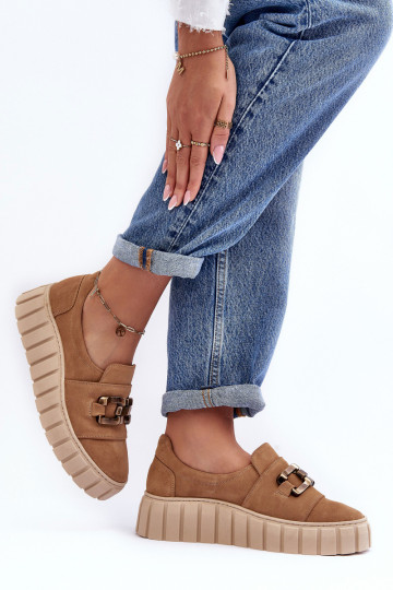 van suède schoenen Dames met platform met ornamenten beige LeInski 3398