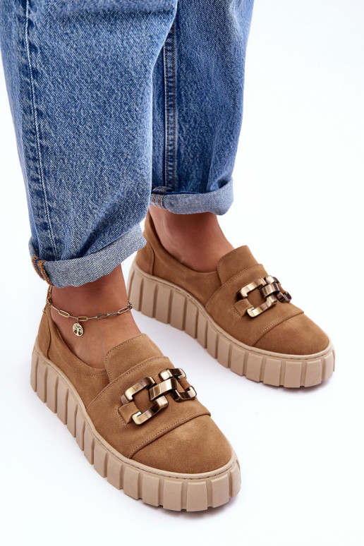 van suède schoenen Dames met platform met ornamenten beige LeInski 3398 van suède schoenen Dames met platform met ornamenten beige LeInski 3398