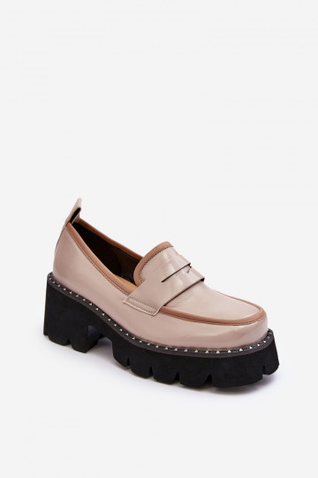Dames leren mocassins D&A MR870-32 zandkleur