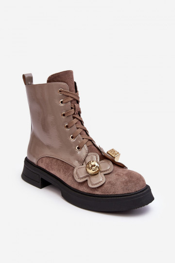 In de mode Dames Laarzen met ritssluitingen met mooie details D&A MR870-76 grijs-bruine kleur 2