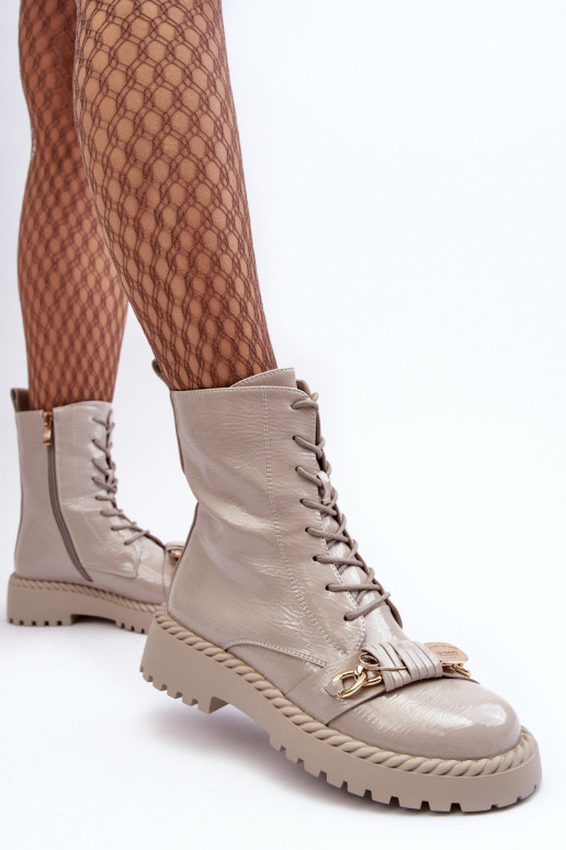 Dames met lakeffect Enkellaarsjes voor Inerknemers met ornamenten D&A MR870-67 grijs Dames met lakeffect Enkellaarsjes voor Inerknemers met ornamenten D&A MR870-67 grijs