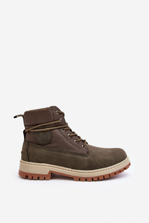 Het heeftnnen Laarzen schoenen Memory Foam kaki kleuren Big Star KK174205 Het heeftnnen Laarzen schoenen Memory Foam kaki kleuren Big Star KK174205